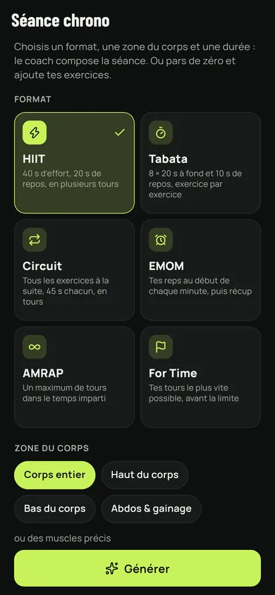 Die Wahl eines Zeitformats: HIIT, Tabata, Zirkel, EMOM, AMRAP, For Time.